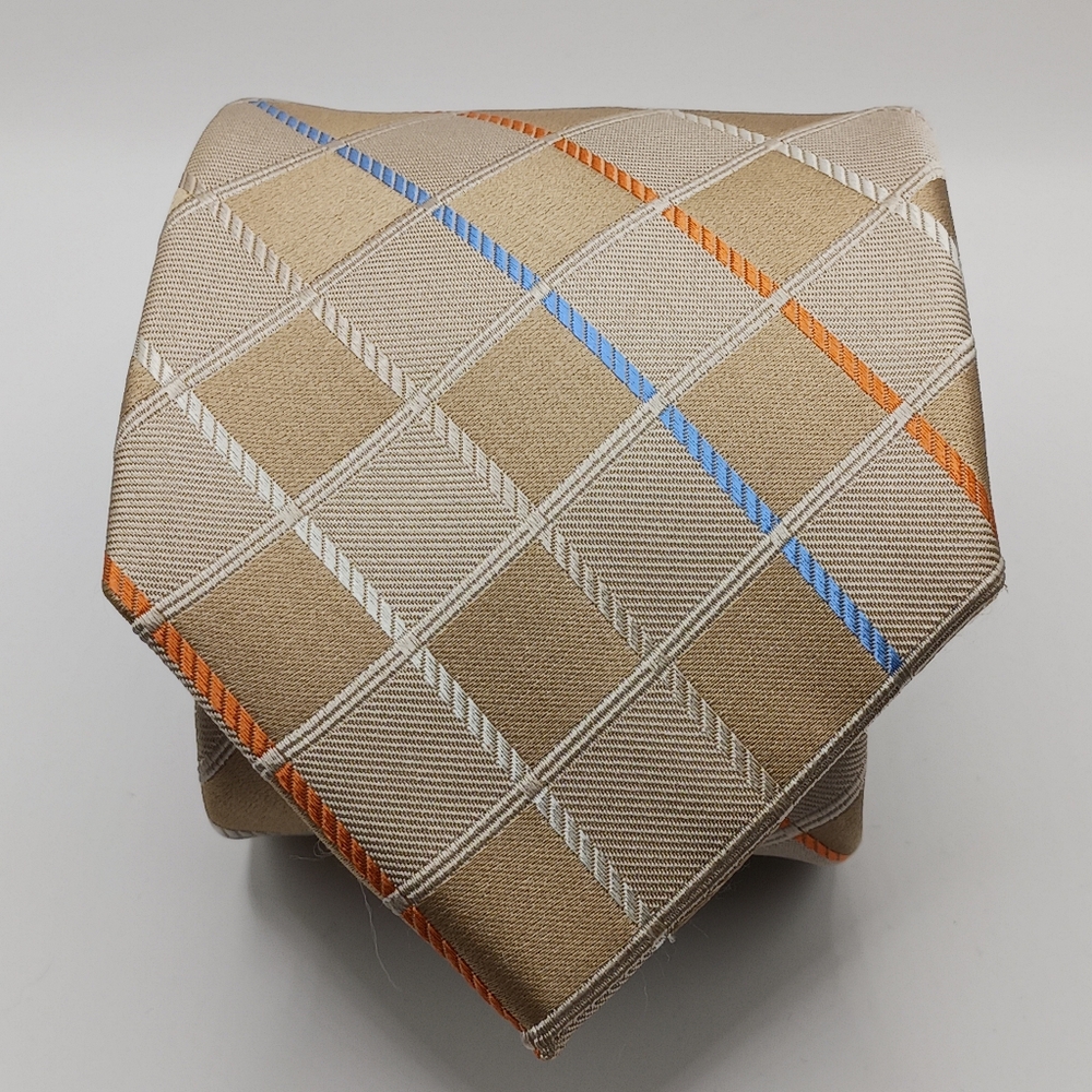 Michael Kors 100% Silk Plaid Necktie Classic 58.5"